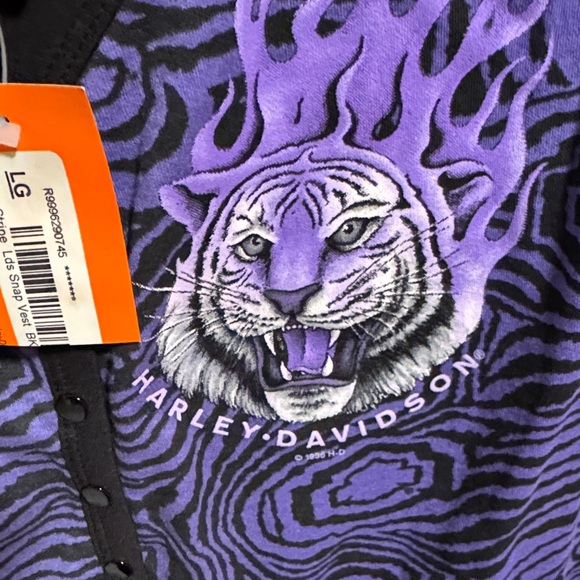 Harley-Davidson Purple and Black Patterned Vest - Picture 3 of 5